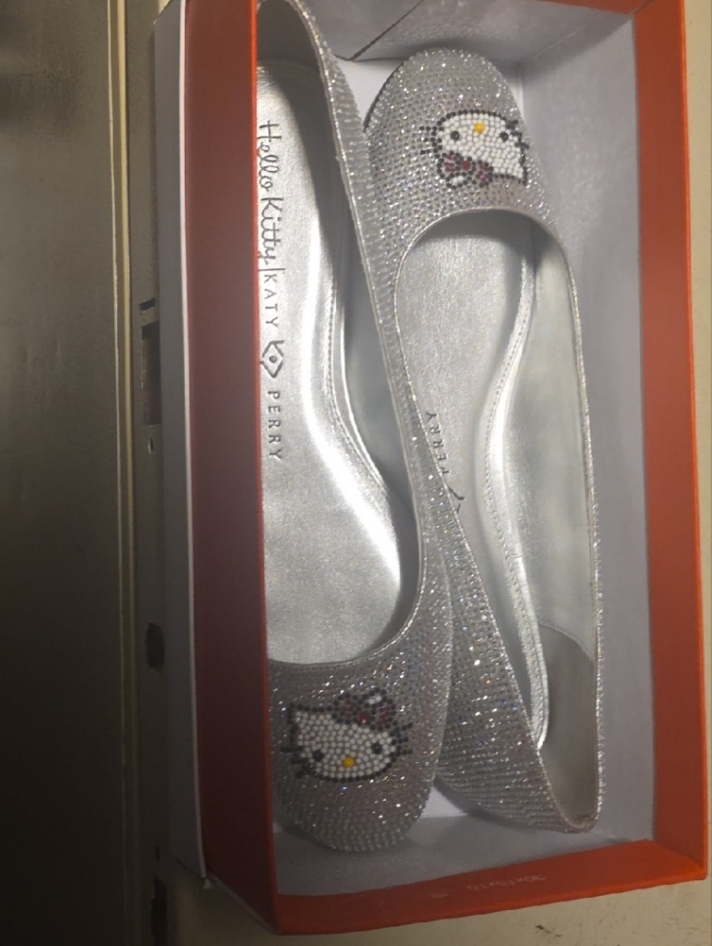 Katy Perry Collections Silver Hello Kitty Crystal Flats